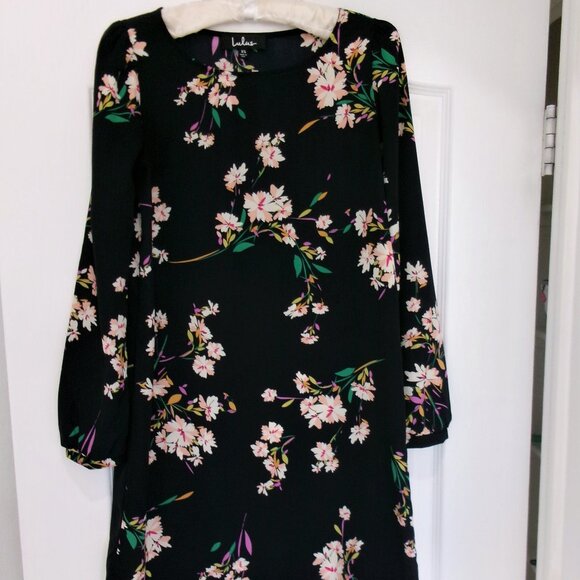 Like New Lulus Herbaceous Babe Navy Floral Print Shift Dress XS / S Above Knee - Picture 2 of 12